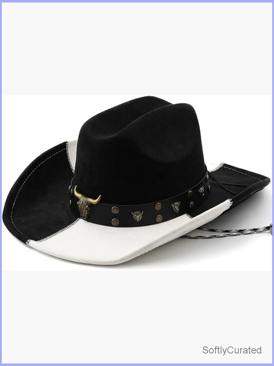Wide Brim Cowboy Hat with Chinstrap Western Cowgirl Hat for Party